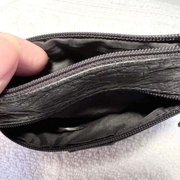 North East Vintage Brown Leather Wallet-Black Zip Up Coin/Keg Ring Holder - Picture 6 of 9